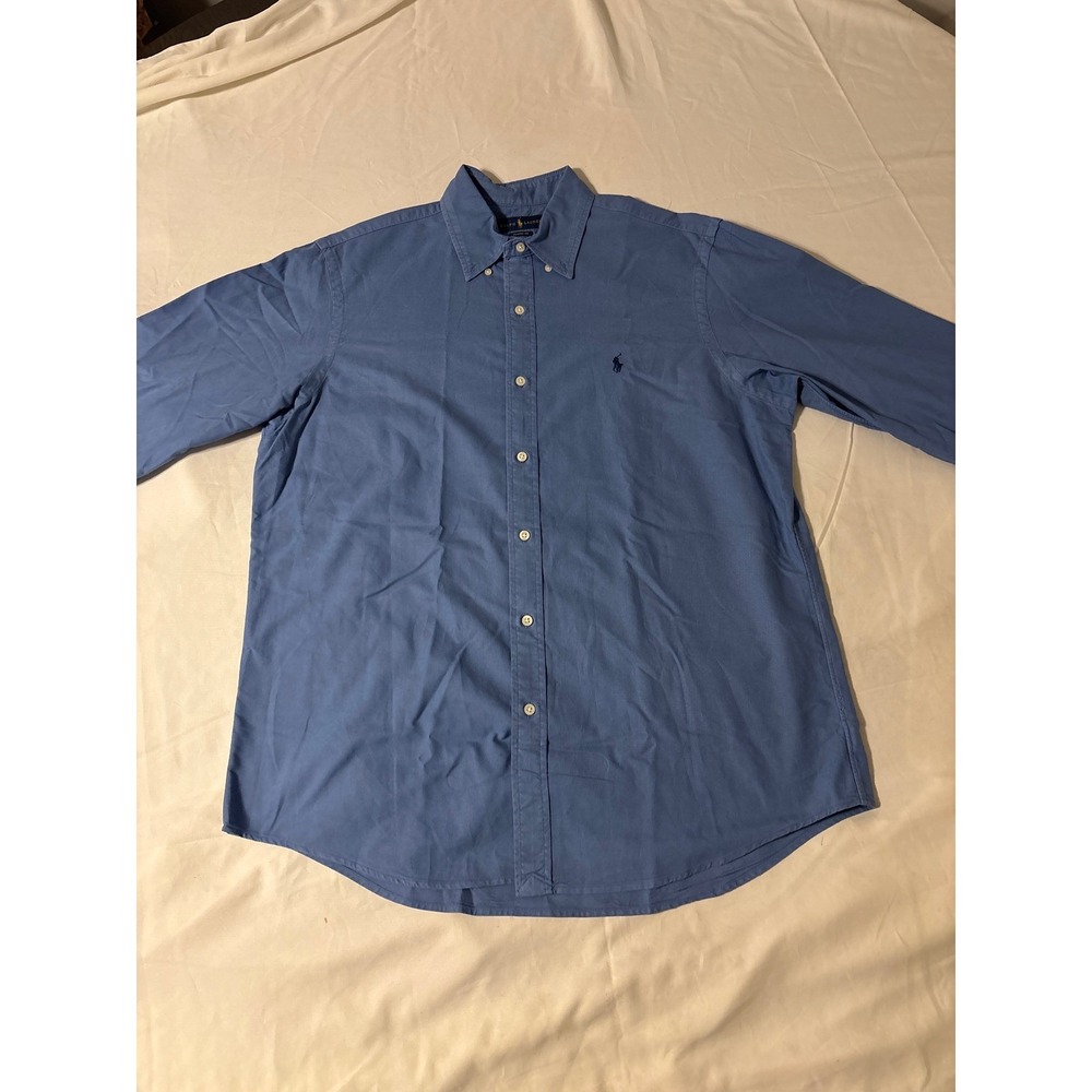 Ralph Lauren Button Down Shirt Men XL Blue Classic Fit Cotton Long Slv